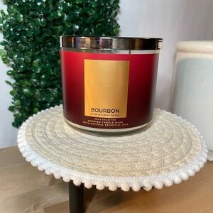 Bath & Body Works “Men’s Collection” Bourbon Scented 3-wick Candle- Red and Gold